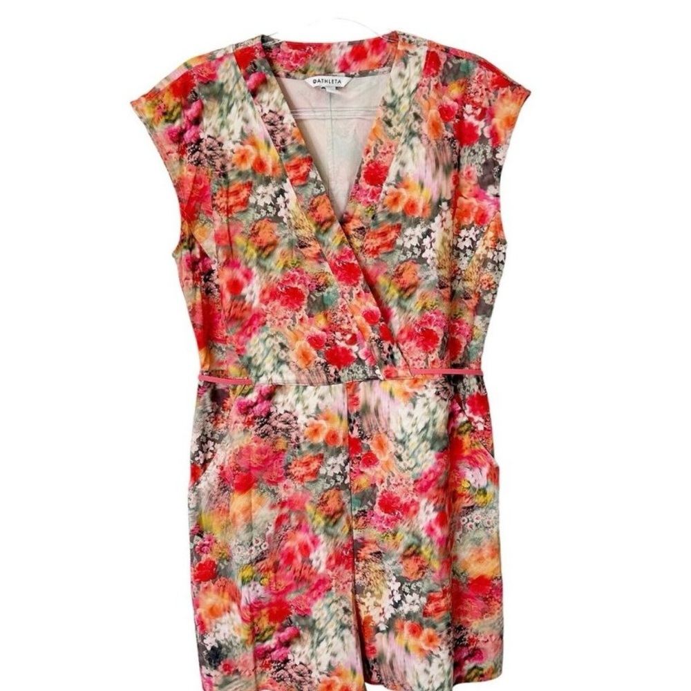 Athleta Marlow Floral Romper Women’s Size Medium Tie Waist Beach Vacation
